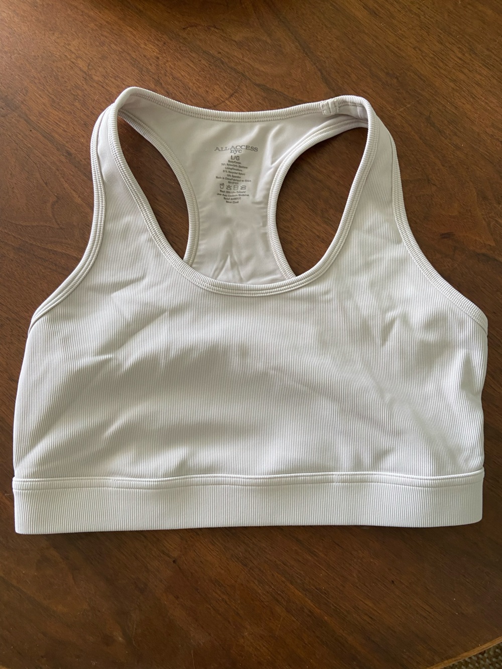 ALL ACCESS White Ribbed Racerback Sports Bra - Light Support